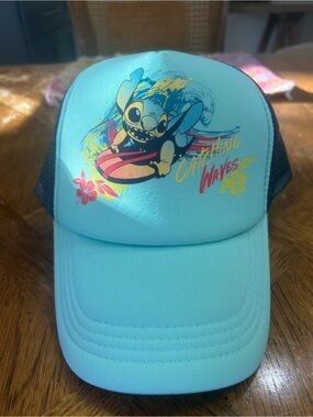 Disney Aqua and Navy Stitch Surf Trucker Hat